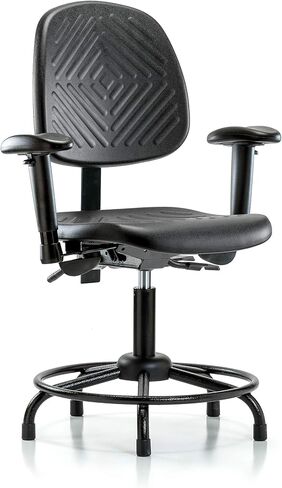 LabTech Seating LT43653 Desk Height Chair, Polyurethane, Medium Back Round Tube Base -Arms, Glides in Saudi Arabia
