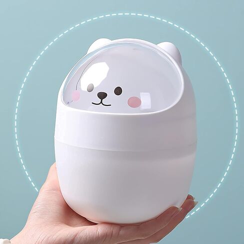 Cute Bear Shape Trash Can Wastebasket Large Capacity Cartoon Desktop Trash Can with Lid Garbage Container Bin with for Home Office Bathroom Kitchen Dorm Kids Room in Saudi Arabia