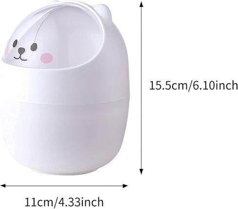 Cute Bear Shape Trash Can Wastebasket Large Capacity Cartoon Desktop Trash Can with Lid Garbage Container Bin with for Home Office Bathroom Kitchen Dorm Kids Room in Saudi Arabia