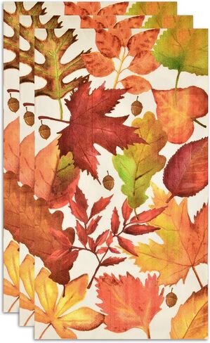 100 Fall Guest Napkins for Bathroom 3 Ply Disposable Hand Paper Towels for Autumn Thanksgiving Decorative Towel Leaf Decor Maple Leaves Dinner Fingertip Napkin Powder Room Decorating in Kuwait