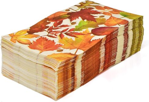 100 Fall Guest Napkins for Bathroom 3 Ply Disposable Hand Paper Towels for Autumn Thanksgiving Decorative Towel Leaf Decor Maple Leaves Dinner Fingertip Napkin Powder Room Decorating in Kuwait
