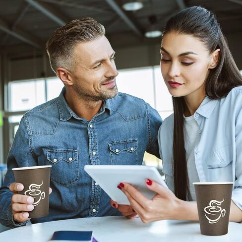 LITOPAK 240 عبوة من الأكواب الورقية سعة 12 أونصة، فناجين قهوة للاستعمال مرة واحدة، أكواب للشرب الساخن/البارد، أكواب بنية للاستعمال مرة واحدة، فناجين قهوة ورقية ساخنة، فناجين قهوة ورقية للحفلات والنزهات والسفر والمناسبات. in Kuwait