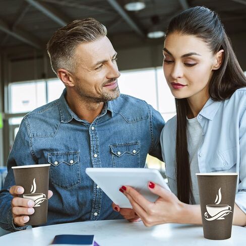 LITOPAK 240 عبوة من الأكواب الورقية سعة 12 أونصة، فناجين قهوة للاستعمال مرة واحدة، أكواب للشرب الساخن/البارد، أكواب بنية للاستعمال مرة واحدة، فناجين قهوة ورقية ساخنة، فناجين قهوة ورقية للحفلات والنزهات والسفر والمناسبات. in Kuwait
