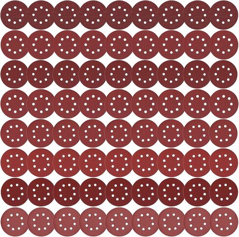 مجموعة أقراص الصنفرة 72 قطعة من Hongway، ورق صنفرة مداري مقاس 5 بوصات، وسادات صنفرة مدارية بخطاف وحلقة، 60 120 180 240 320 400 600 800 حبيبة 8 فتحات لصنفرة الطاقة العشوائية in Kuwait