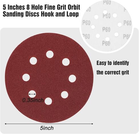مجموعة أقراص الصنفرة 72 قطعة من Hongway، ورق صنفرة مداري مقاس 5 بوصات، وسادات صنفرة مدارية بخطاف وحلقة، 60 120 180 240 320 400 600 800 حبيبة 8 فتحات لصنفرة الطاقة العشوائية in Kuwait