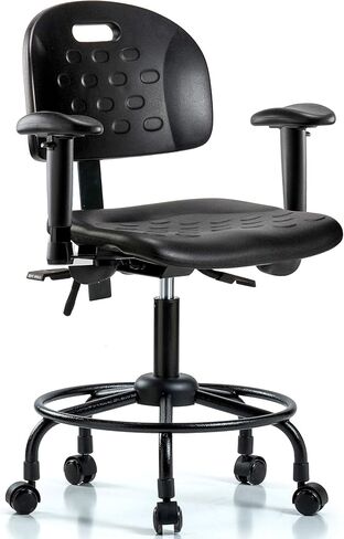 كرسي LabTech Seating LT42764 بمقبض مرتفع للمكتب، بولي يوريثين، قاعدة أنبوبية مستديرة - إمالة، أذرع، عجلات in Saudi Arabia