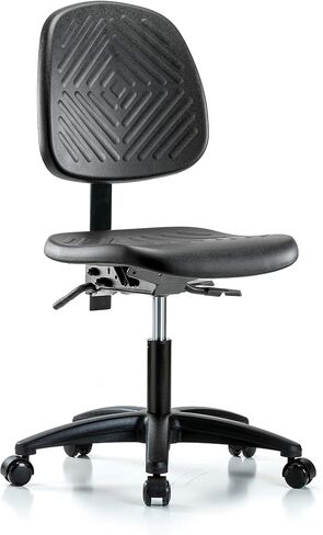 كرسي LabTech Seating LT43646 بارتفاع مكتب، بولي يوريثين، قاعدة نايلون متوسطة الظهر - قابلة للإمالة، عجلات in Kuwait