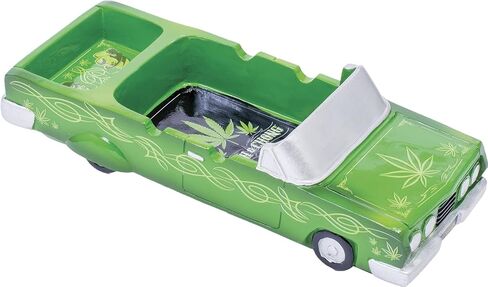 Cheech and Chong Special Edition 50th Anniversary Ashtrays - Design Pin Striped Lowrider, Leaves - Smoking Ash Tray Tabletop, Desktop for Indoor or Outdoor Use, Great Gift in Saudi Arabia