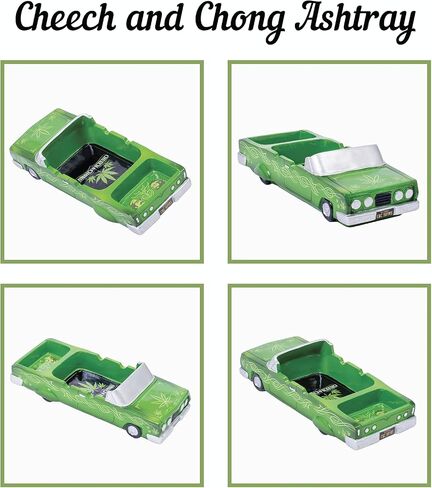 Cheech and Chong Special Edition 50th Anniversary Ashtrays - Design Pin Striped Lowrider, Leaves - Smoking Ash Tray Tabletop, Desktop for Indoor or Outdoor Use, Great Gift in Saudi Arabia