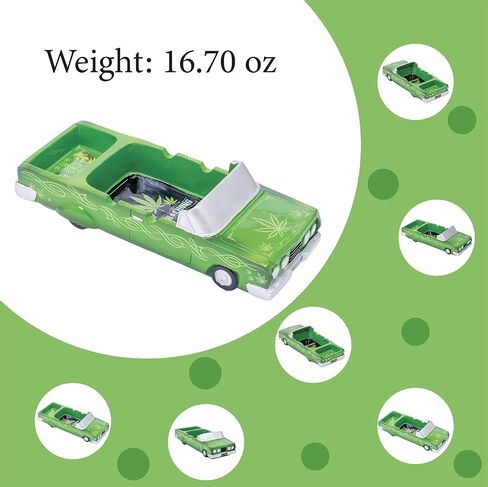 Cheech and Chong Special Edition 50th Anniversary Ashtrays - Design Pin Striped Lowrider, Leaves - Smoking Ash Tray Tabletop, Desktop for Indoor or Outdoor Use, Great Gift in Saudi Arabia