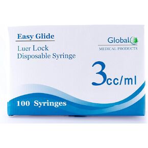 (Qty 200) EASY GLIDE 3cc Luer Lock Syringe (No Needle)