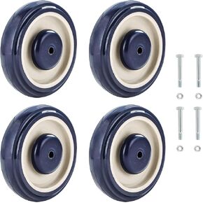 NATGAI Shopping Cart Replacement Wheels Kit Noiseless 5inch Diameter Wheels with Axles Bolts 4 sets (Grey)