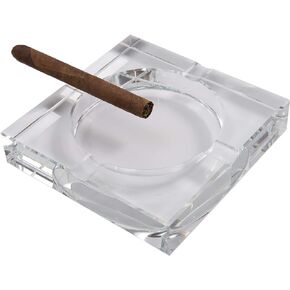 Ashtray - Crystal Cigar Ashtray With 4 Slots, Includes Gift Box - 5.8 x 5.8 x 1.1 Inches (Transparent, 5.8inches) in Kuwait