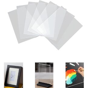صفائح زجاج شبكي من الأكريليك الشفاف بسمك 8 × 10 بوصة 0.04 بوصة، لوح زجاجي بلاستيكي بليكسي مع أفلام واقية لمشاريع الصياغة، واستبدال زجاج إطار الصورة، ومشاريع العرض التي تصنعها بنفسك، والرسم (6 عبوات) in Kuwait