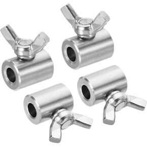 PATIKIL 304 Stainless Steel 7mm Hole Wire Rope Clips, 4Pcs Single Hole Hand Twisted Wire Clamps Fasteners Butterfly Screws for Wire, Silver