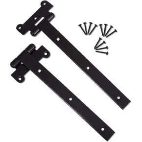 DIYWorld Black Door Hinges – 2Pcs Gate Hinges with 12 Mounting Screws – Heavy Duty 4mm Thick Iron Construction with Black Powder Coating – Ideal for Gates, Sheds, Barns in Kuwait