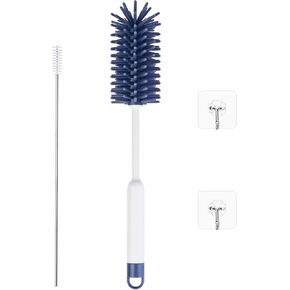 Silicone Bottle Brush Straw Cleaner with Transparent Hooks, Long Water Bottle Brush for Cups Hydro Flasks Wine Glasses Dishes