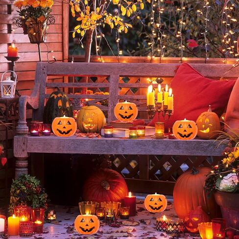 دلو حلوى الهالوين من نوبيستي، 8 قطع صغيرة هالوين اليقطين دلو خدعة أو حلوى دلو دلو المياه حامل شمعة حزب | 8.5 × 5.5 × 4.5 سم in Kuwait