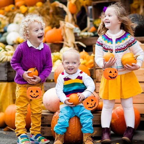 دلو حلوى الهالوين من نوبيستي، 8 قطع صغيرة هالوين اليقطين دلو خدعة أو حلوى دلو دلو المياه حامل شمعة حزب | 8.5 × 5.5 × 4.5 سم in Kuwait