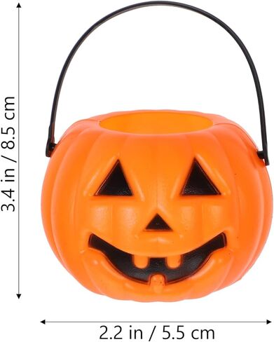 دلو حلوى الهالوين من نوبيستي، 8 قطع صغيرة هالوين اليقطين دلو خدعة أو حلوى دلو دلو المياه حامل شمعة حزب | 8.5 × 5.5 × 4.5 سم in Kuwait