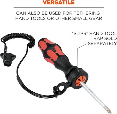 Coiled Lanyard with Clamp End, No Snag Design, Easily Attaches to Hard Hat, Tools, or Small Valuables, Weight Capacity 2lbs, Ergodyne Squids 3158, 3-Pack in Kuwait
