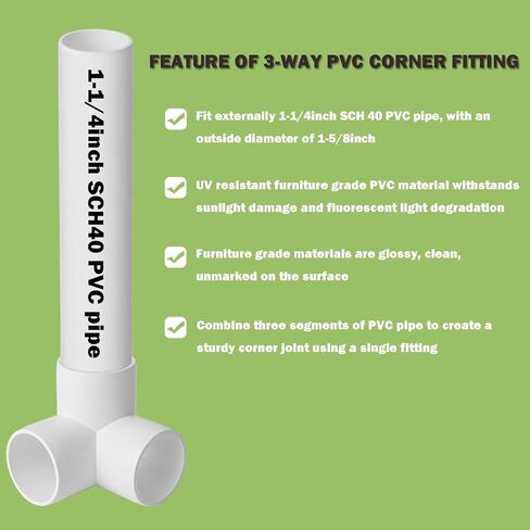 6 عبوات من تركيبات PVC ثلاثية الاتجاهات 1 1/4 بوصة، تجهيزات الكوع PVC لأنابيب SCH40 1 1/4 بوصة PVC، موصل تركيب الأنابيب البلاستيكية من فئة الأثاث لبناء هياكل PVC ومرفقات الحديقة، قفزات رشاقة الكلاب في الدفيئة in Kuwait