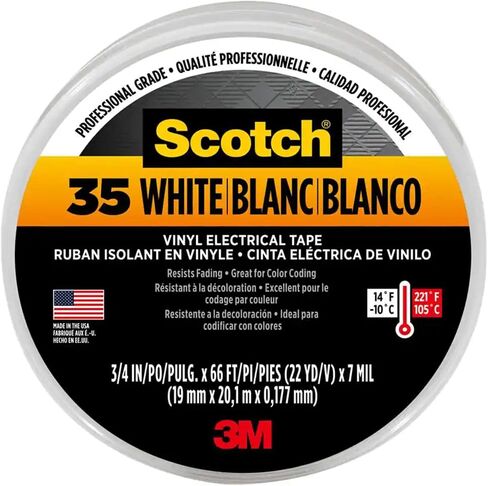3M شريط كهربائي احترافي 35 سكوتش ابيض 10828-DL-2W 3/4 انش × 66 قدم in Saudi Arabia