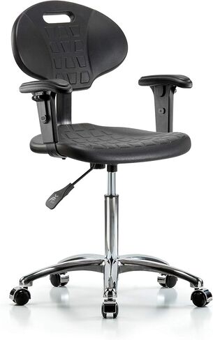 كرسي مقعد للمقعد متوسط الحجم من LabTech Seating LT43899، بولي يوريثين، قاعدة من الكروم - أذرع، جرابات من الكروم in Kuwait