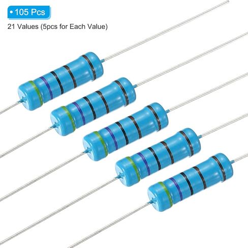 مجموعة متنوعة من مقاومات الأفلام المعدنية 105 قطعة من باتيكل 1 كيلو أوم - 9.1 كيلو أوم، 21 قيمة 3 وات 1% تسامح لتجارب المشاريع التي تصنعها بنفسك in Kuwait