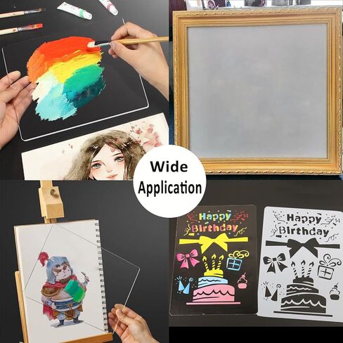 صفائح زجاج شبكي من الأكريليك الشفاف بسمك 8 × 10 بوصة 0.04 بوصة، لوح زجاجي بلاستيكي بليكسي مع أفلام واقية لمشاريع الصياغة، واستبدال زجاج إطار الصورة، ومشاريع العرض التي تصنعها بنفسك، والرسم (6 عبوات) in Kuwait