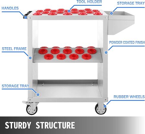 عربة أدوات Mophorn 40 حامل أدوات مستدق، عربة أدوات CNC بسعة 35 عربة خدمة CAT40 BT40 مع عجلات شديدة التحمل (سعة BT40 35) in Kuwait