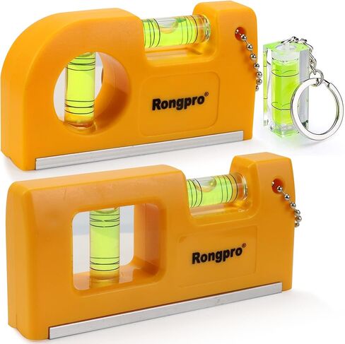 RONGPRO Magnetic Small Pocket Level Tool, Spirit Level Metal Keychain Hook Easy Carry and Storage, Premium Picture Hanging Tool with two Bubble - 2 pack in Kuwait