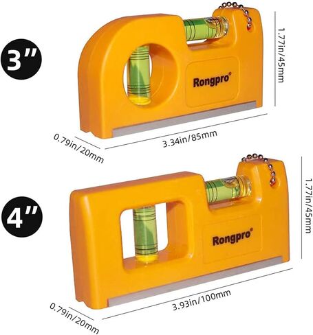RONGPRO Magnetic Small Pocket Level Tool, Spirit Level Metal Keychain Hook Easy Carry and Storage, Premium Picture Hanging Tool with two Bubble - 2 pack in Kuwait