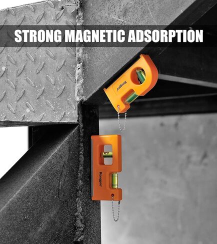 RONGPRO Magnetic Small Pocket Level Tool, Spirit Level Metal Keychain Hook Easy Carry and Storage, Premium Picture Hanging Tool with two Bubble - 2 pack in Kuwait