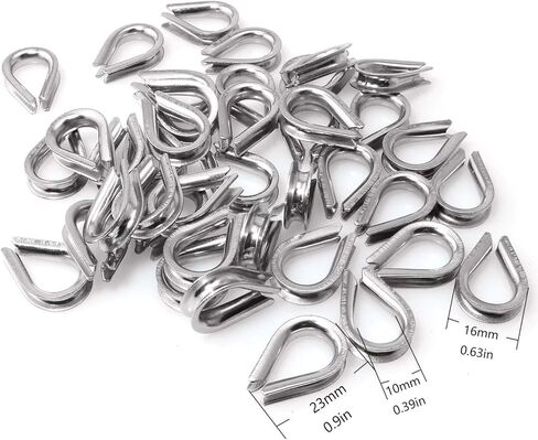 Longdex M3 Thimble 40PCS M3 304 Stainless Steel Thimbles Rope Thimble Rigging Eye Eyelet Clip End Loop for 1/8 Inch Diameter Wire Rope Cable in Kuwait