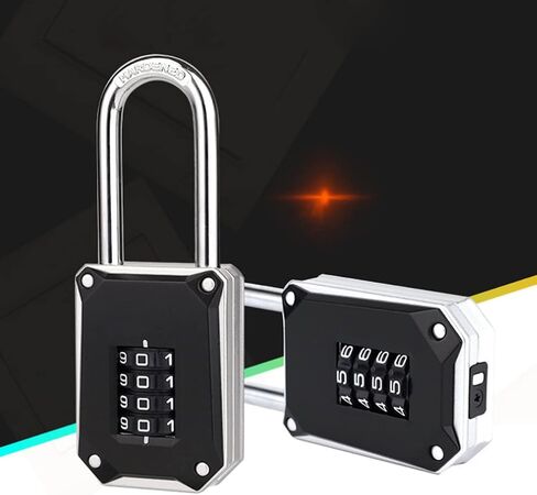 Repeatable Code Combination Lock,Heavy Duty Outdoor Waterproof Lock,4 -Digit Number Combination Lock,Long Lock, Padlock,Combination Lock,Gym Storage Cabinet Lock,SuitableforDoor,School,Gym,Black,1PCS in Saudi Arabia