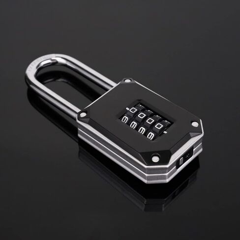 Repeatable Code Combination Lock,Heavy Duty Outdoor Waterproof Lock,4 -Digit Number Combination Lock,Long Lock, Padlock,Combination Lock,Gym Storage Cabinet Lock,SuitableforDoor,School,Gym,Black,1PCS in Saudi Arabia