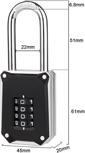 Repeatable Code Combination Lock,Heavy Duty Outdoor Waterproof Lock,4 -Digit Number Combination Lock,Long Lock, Padlock,Combination Lock,Gym Storage Cabinet Lock,SuitableforDoor,School,Gym,Black,1PCS in Saudi Arabia