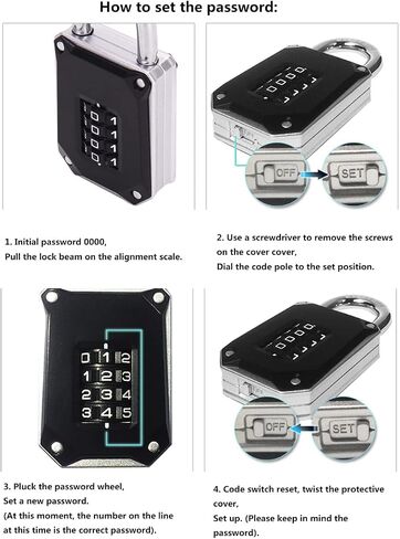 Repeatable Code Combination Lock,Heavy Duty Outdoor Waterproof Lock,4 -Digit Number Combination Lock,Long Lock, Padlock,Combination Lock,Gym Storage Cabinet Lock,SuitableforDoor,School,Gym,Black,1PCS in Saudi Arabia