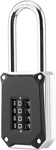 Repeatable Code Combination Lock,Heavy Duty Outdoor Waterproof Lock,4 -Digit Number Combination Lock,Long Lock, Padlock,Combination Lock,Gym Storage Cabinet Lock,SuitableforDoor,School,Gym,Black,1PCS in Saudi Arabia