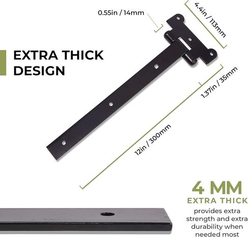 مفصلات أبواب سوداء من DIYWorld - مفصلات بوابة مكونة من قطعتين مع 12 براغي تثبيت - هيكل حديدي سميك بسمك 4 مم مع طلاء مسحوق أسود - مثالية للبوابات والحظائر والحظائر in Kuwait