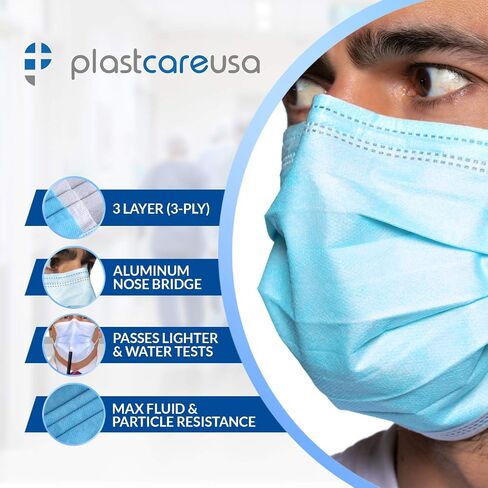ASTM المستوى 2 أقنعة الوجه الزرقاء المكونة من 3 طبقات من PlastCare USA (صندوق مكون من 50 قطعة) in Saudi Arabia