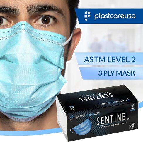 ASTM المستوى 2 أقنعة الوجه الزرقاء المكونة من 3 طبقات من PlastCare USA (صندوق مكون من 50 قطعة) in Saudi Arabia