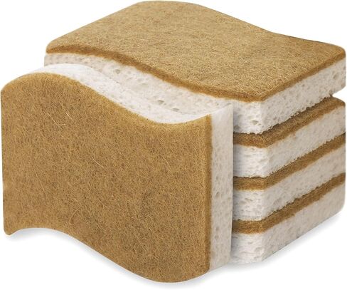 Natural Sponges-10 Pack, Eco Friendly Non-Scratch Scrub Sponge for Kitchen, Biodegradable Plant Based Scrubber Sponges for Cleaning Dishes, Odor Free in Saudi Arabia