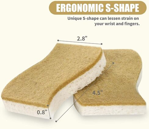 Natural Sponges-10 Pack, Eco Friendly Non-Scratch Scrub Sponge for Kitchen, Biodegradable Plant Based Scrubber Sponges for Cleaning Dishes, Odor Free in Saudi Arabia
