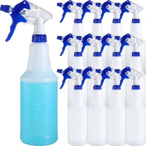 Eaasty 12 Pack Plastic Spray Bottles 25 oz Leak Proof Mist Spraying Bottles Safe Squirt Bottle Refillable with Adjustable Head and Measurements for Bleach Rubbing Cleaning (Blue)