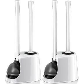 Toilet Plunger and Brush Set, Toilet Brush and Plunger with Ventilated Holder, 2-in-1 Bathroom Cleaning Combo with Caddy Stand(2 Pack, Black) in Saudi Arabia