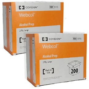 إعداد الكحول من Webcol (5110) - طبقتان كبيرتان - 200 قطعة (عبوتان - 400 منديل إجمالي) in Kuwait
