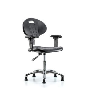 LabTech Seating LT40777 فئة 10 غرفة نظيفة توليب بولي يوريثين مكتب ارتفاع كرسي قاعدة كروم، أذرع، ينزلق in Kuwait