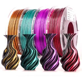 PLA Filament 1.75mm,3D Printer Filament Silk PLA Tri Color Filament Black Red Gold 3D Printing Filament 1.75mm+/-0.02mm,1KG/2.2lb